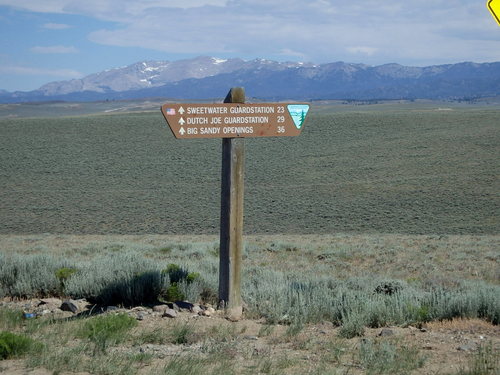 GDMBR: The sign s for the Landers Cutoff road's westbound direction.